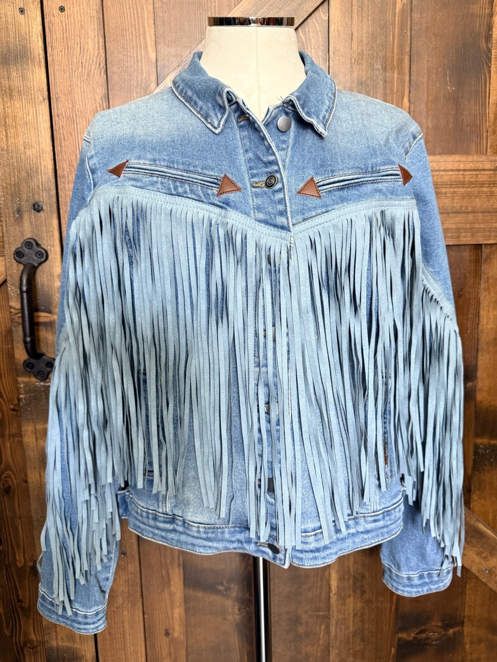 NEW Rock & Roll Denim Western Fringe Denim Jean Jacket Size XL - Picture 3 of 10